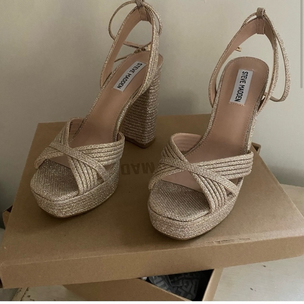 Steve Madden Glittering Gold Platform Heels